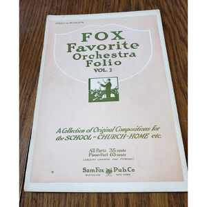 Fox Favorite Orchestra Folio Cello Volume Three Sheet Music Book 1927